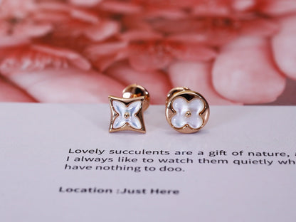 [OAK JURI]STAR AND SUN PINK GOLD MOP STUD EARRINGS