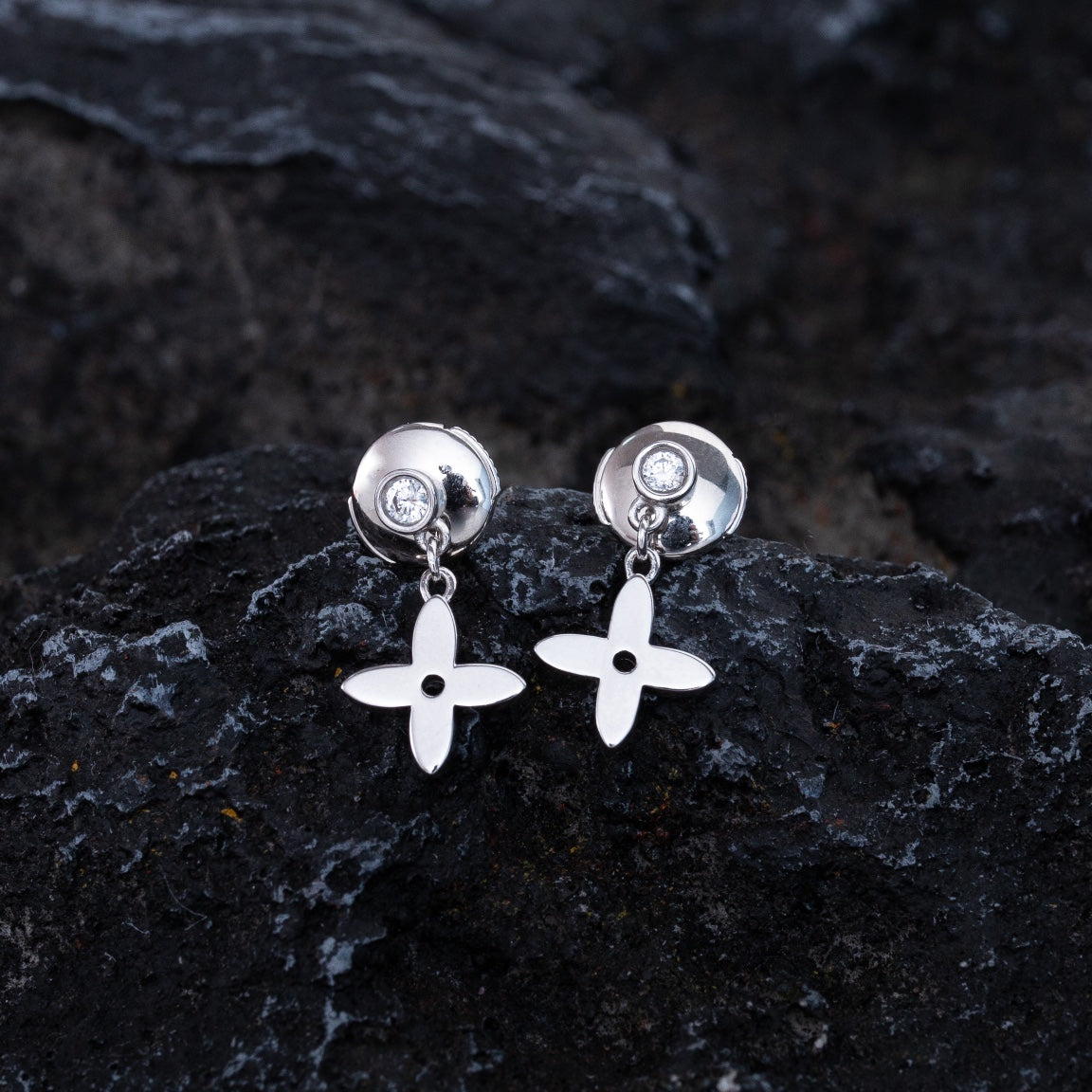 [OAK JURI]VIDYLLE SILVER DIAMOND MINI DROP EARRINGS