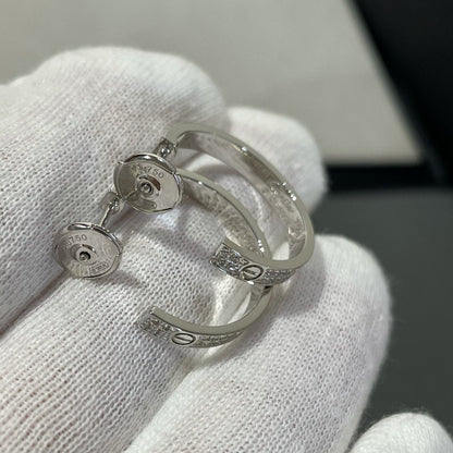 [OAK JURI]LOVE DIAMOND SILVER HOOP EARRINGS