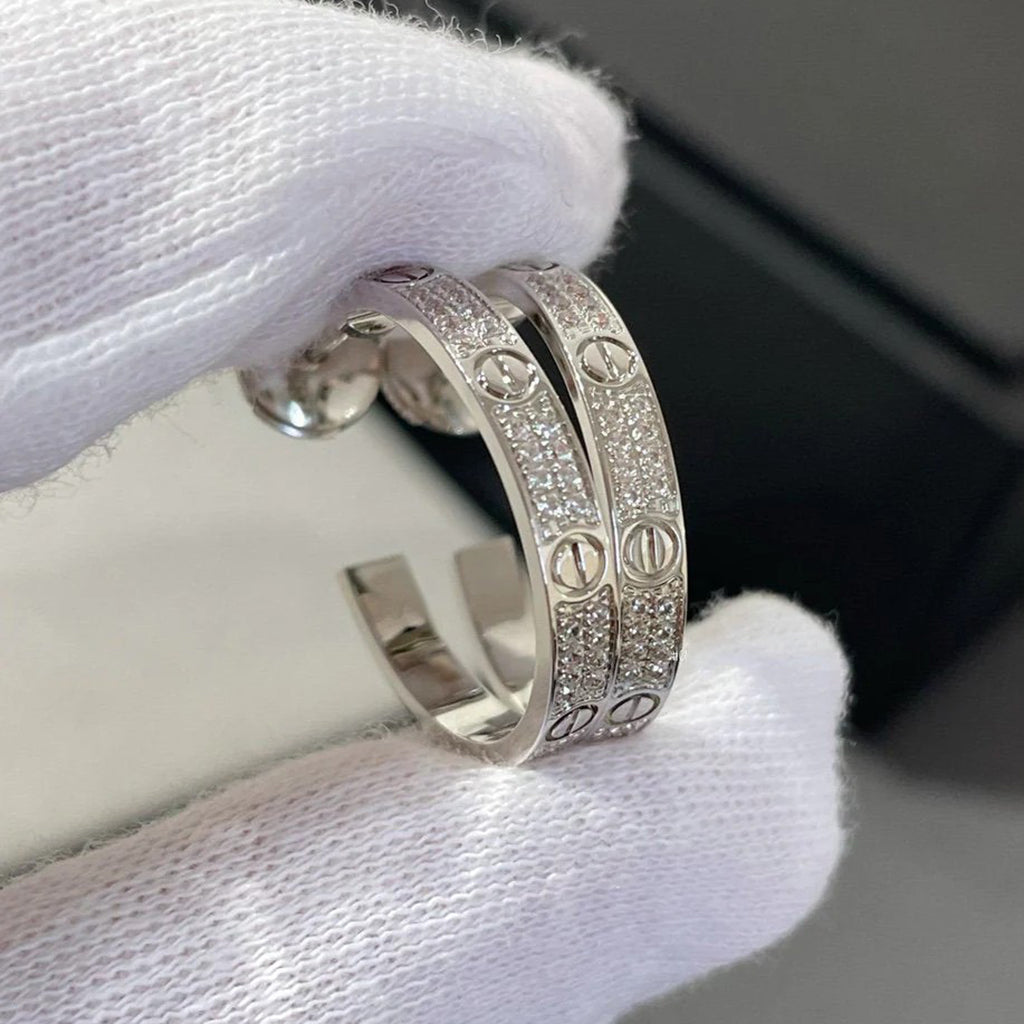 [OAK JURI]LOVE EARRINGS 3.6MM DIAMOND PAVED