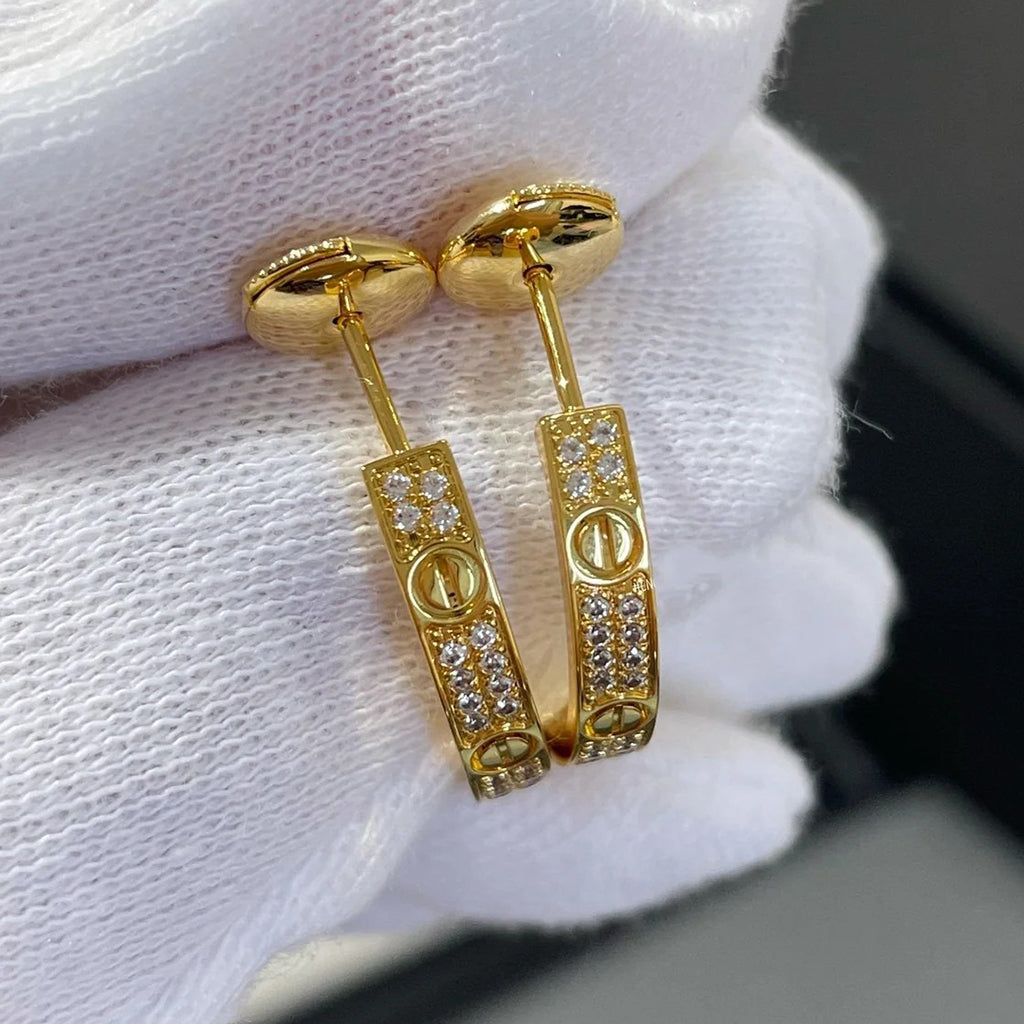 [OAK JURI]LOVE EARRINGS 3.6MM DIAMOND PAVED