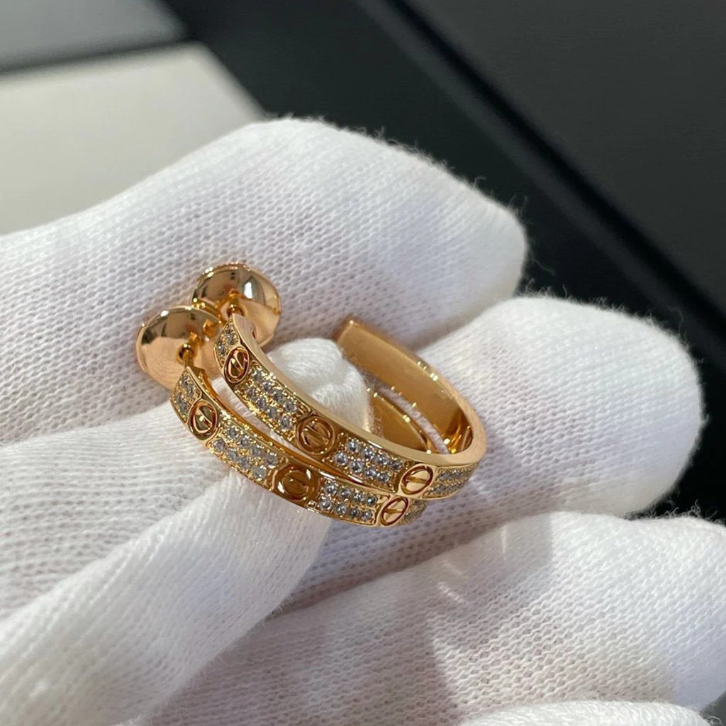 [OAK JURI]LOVE EARRINGS 3.6MM DIAMOND PAVED