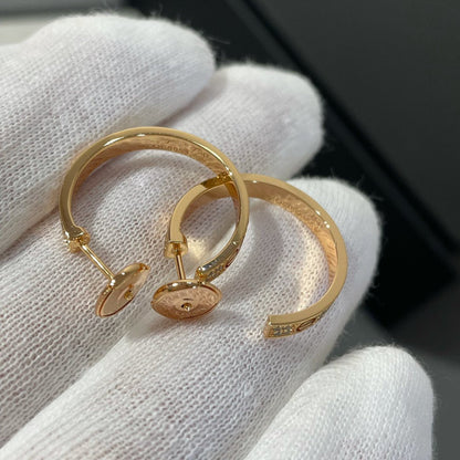 [OAK JURI]LOVE DIAMOND PINK GOLD HOOP EARRINGS