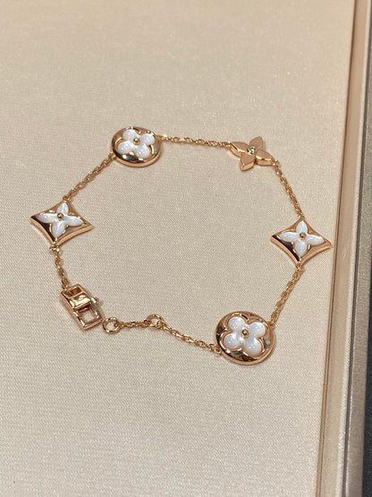 [OAK JURI]STAR AND SUN 5 MOTIF MOP PINK GOLD BRACELET