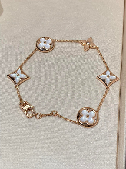 [OAK JURI]STAR AND SUN 5 MOTIF MOP PINK GOLD BRACELET