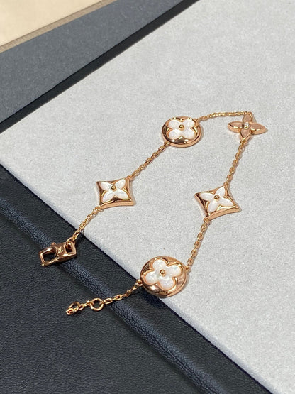[OAK JURI]STAR AND SUN 5 MOTIF MOP PINK GOLD BRACELET