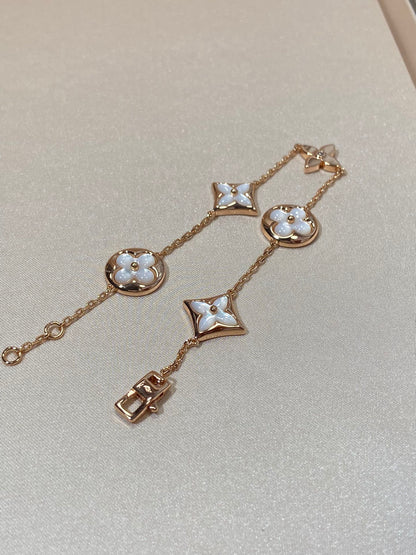 [OAK JURI]STAR AND SUN 5 MOTIF MOP PINK GOLD BRACELET