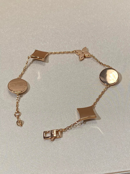 [OAK JURI]STAR AND SUN 5 MOTIF MOP PINK GOLD BRACELET