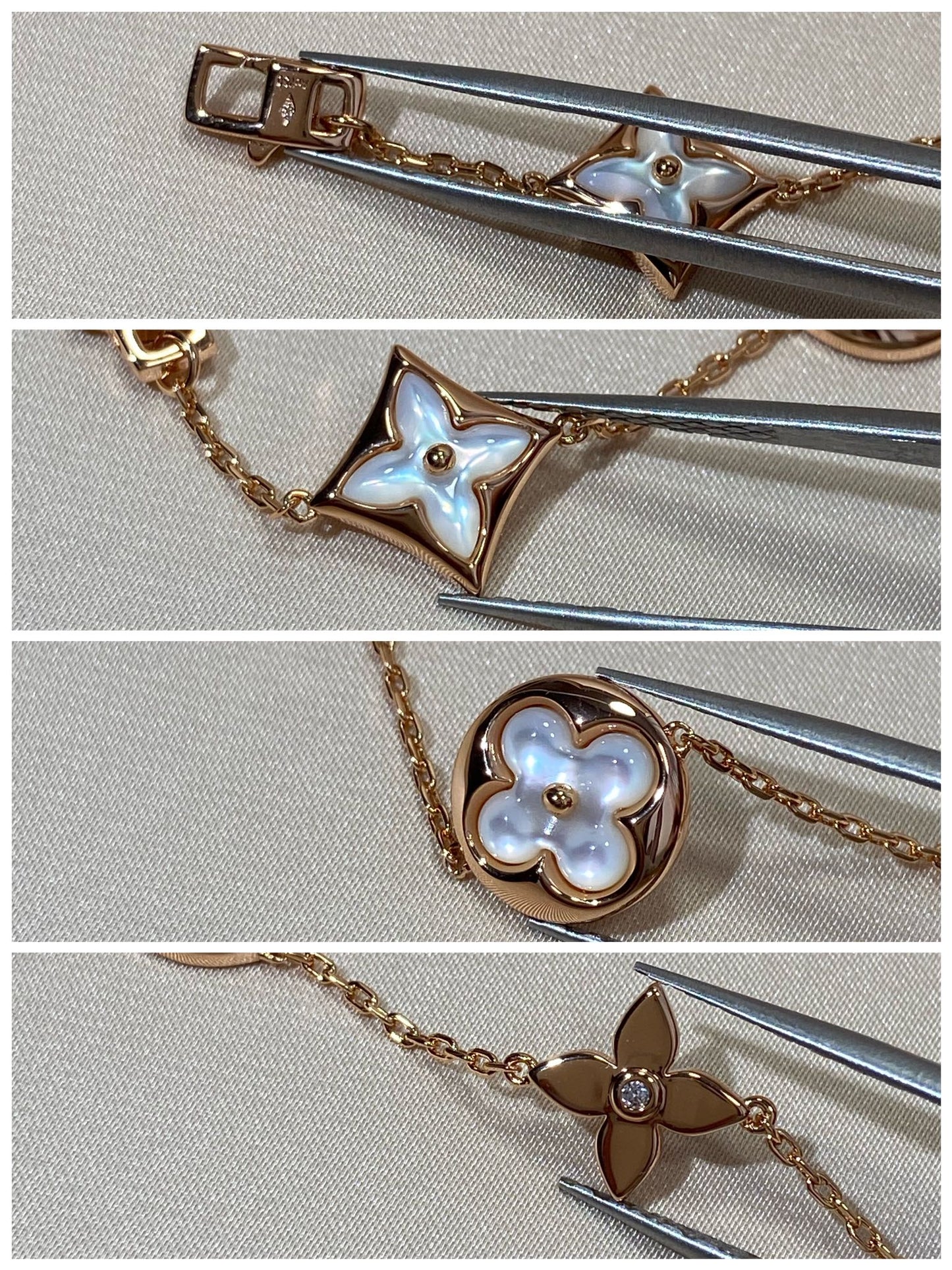 [OAK JURI]STAR AND SUN 5 MOTIF MOP PINK GOLD BRACELET