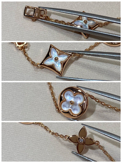 [OAK JURI]STAR AND SUN 5 MOTIF MOP PINK GOLD BRACELET