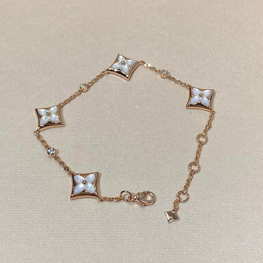 [OAK JURI]STAR 4 MOTIF MOP DIAMOND PINK GOLD BRACELET