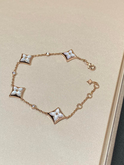 [OAK JURI]STAR 4 MOTIF MOP DIAMOND PINK GOLD BRACELET