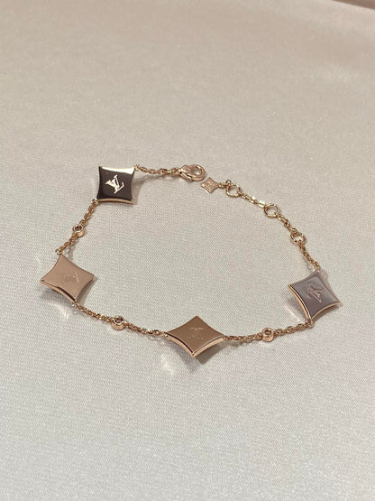 [OAK JURI]STAR 4 MOTIF MOP DIAMOND PINK GOLD BRACELET