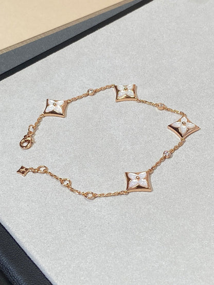 [OAK JURI]STAR 4 MOTIF MOP DIAMOND PINK GOLD BRACELET