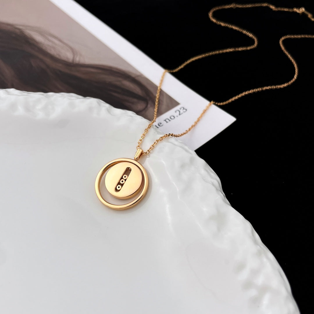 [OAK JURI]LUCKY MOVE MOP PINK GOLD NECKLACE