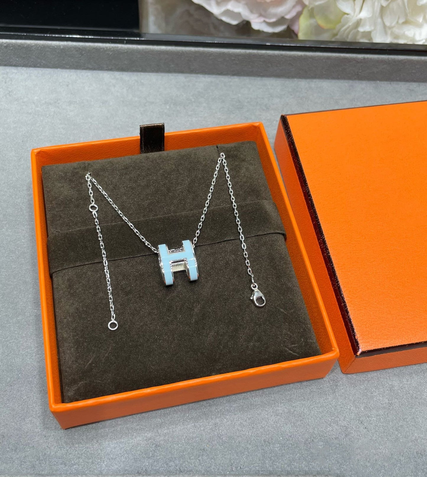 [OAK JURI]POP H SKY BLUE NECKLACE