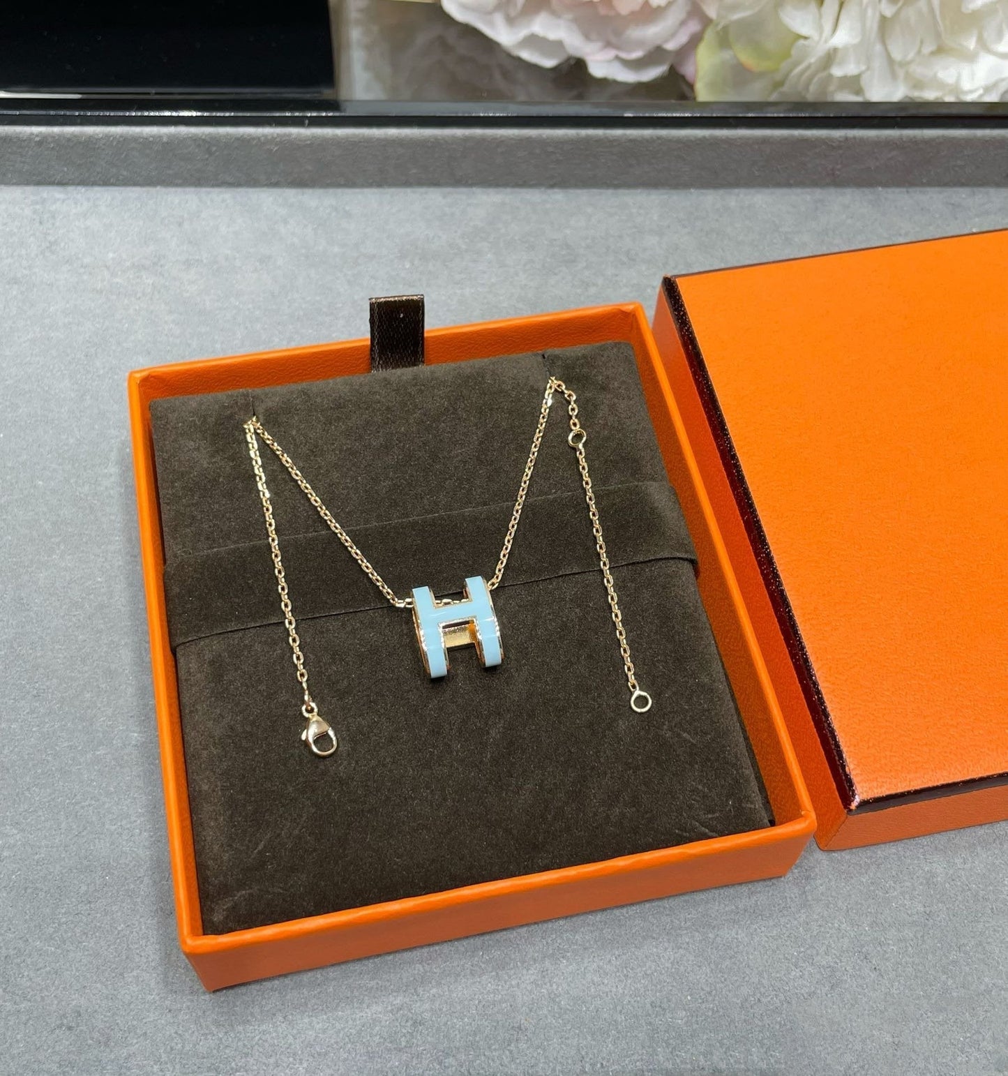 [OAK JURI]POP H SKY BLUE NECKLACE