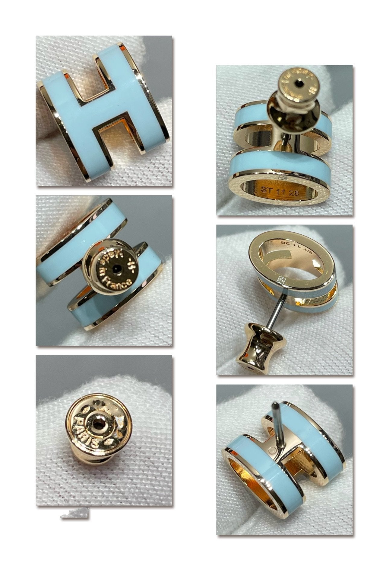 [OAK JURI]POP H SKY BLUE STUD EARRINGS