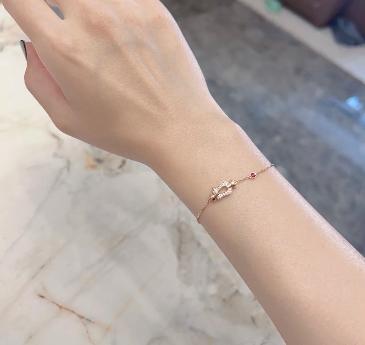 [OAK JURI]FORCE 10 DIAMOND CHAIN LINK PINK GOLD BRACELET