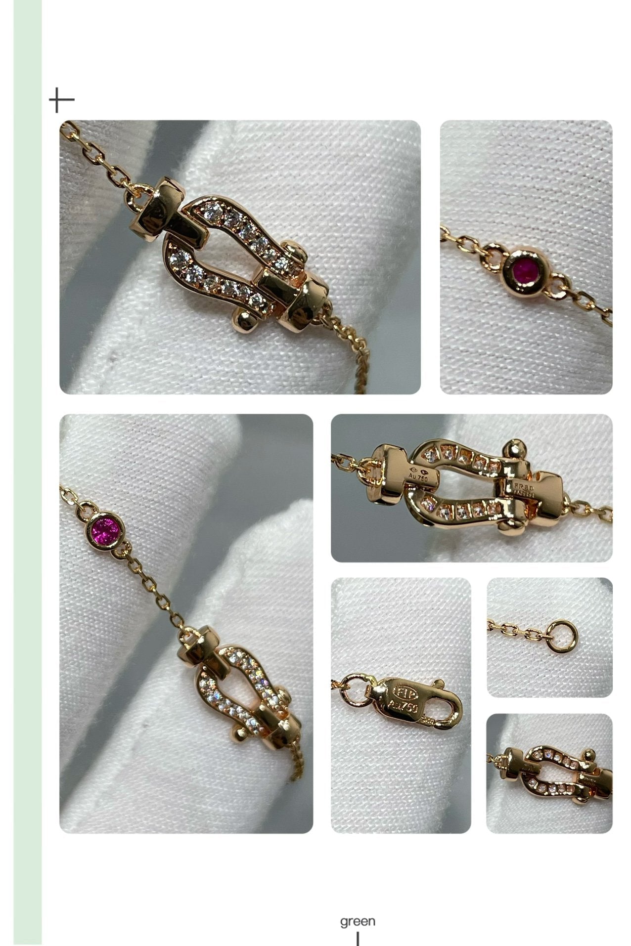 [OAK JURI]FORCE 10 DIAMOND CHAIN LINK PINK GOLD BRACELET