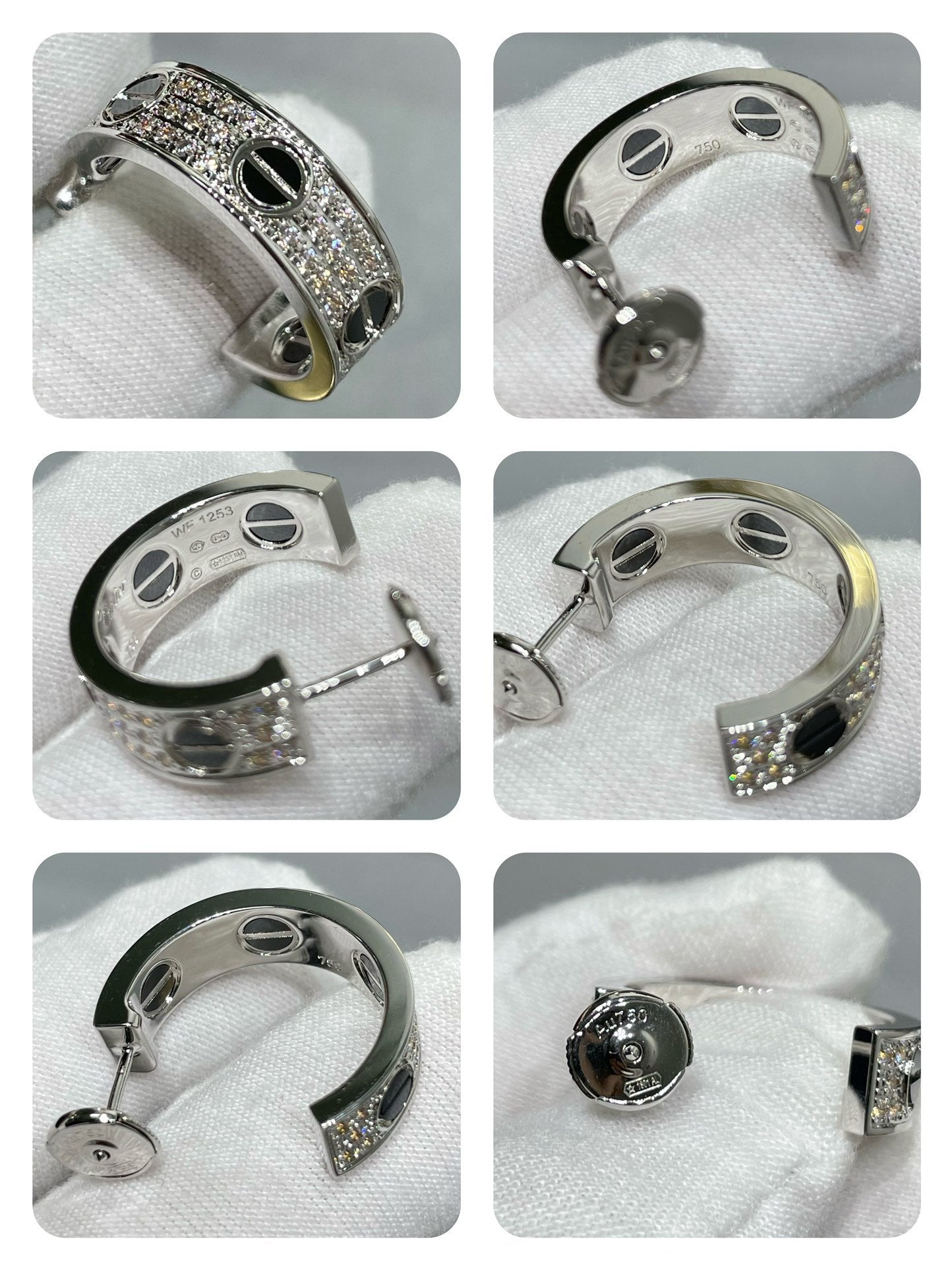 [OAK JURI]LOVE CERAMIC DIAMOND PAVED SILVER EARRINGS