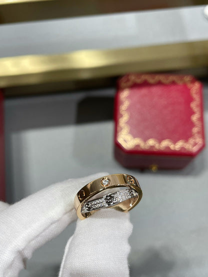 [OAK JURI]LOVE PINK GOLD SILVER DIAMOND DOUBLE RING