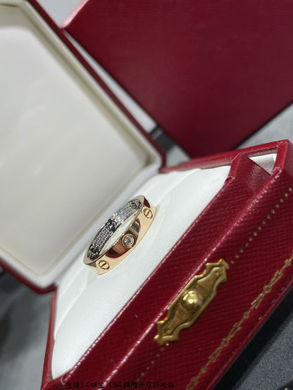 [OAK JURI]LOVE PINK GOLD SILVER DIAMOND DOUBLE RING