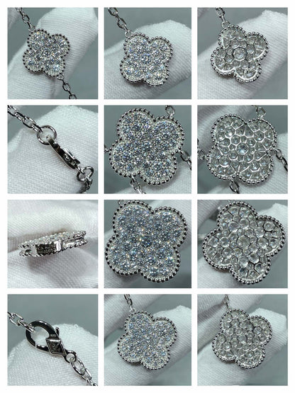 [OAK JURI]CLOVER 6 MOTIF DIAMOND PAVED NECKLACE