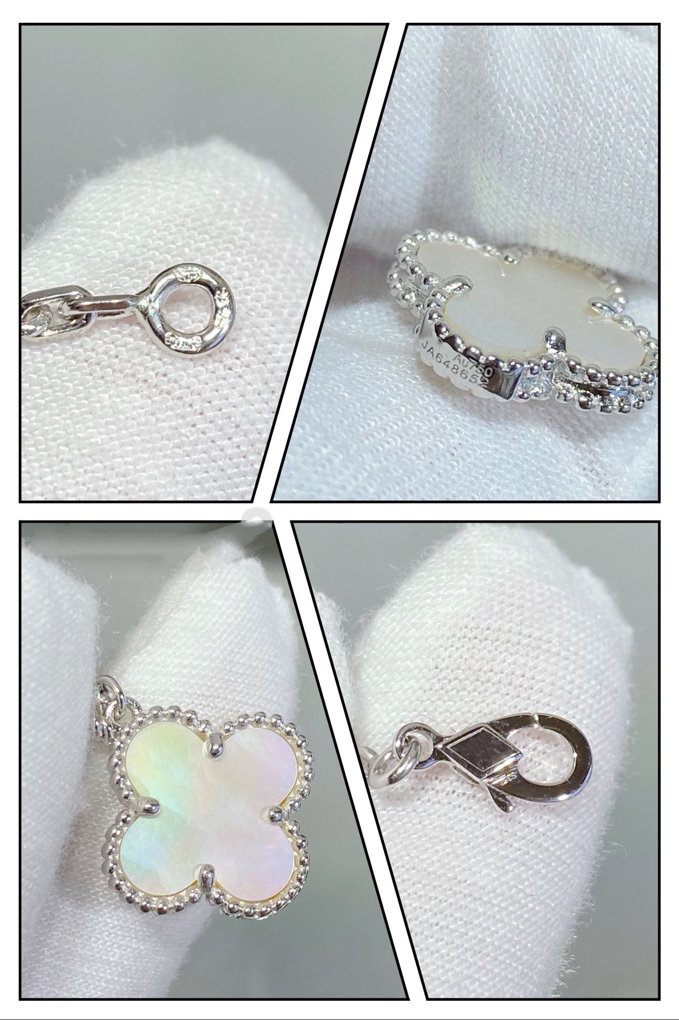[OAK JURI]CLOVER 5 MOTIF WHITE MOP SILVER BRACELET