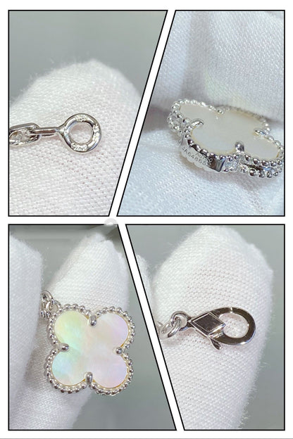 [OAK JURI]CLOVER 5 MOTIF WHITE MOP SILVER BRACELET