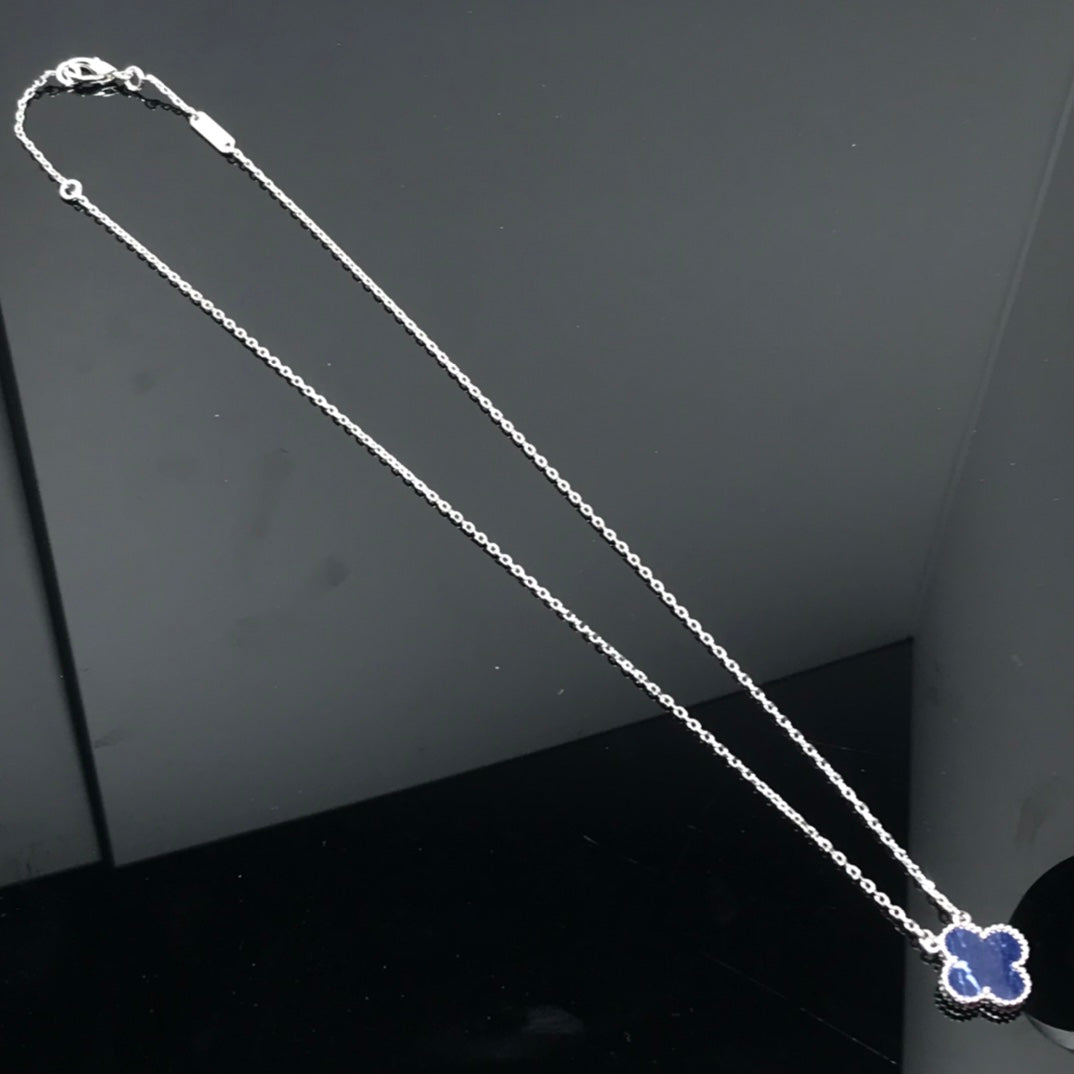 [OAK JURI]CLOVER PIETERSITE SILVER LONG NECKLACE