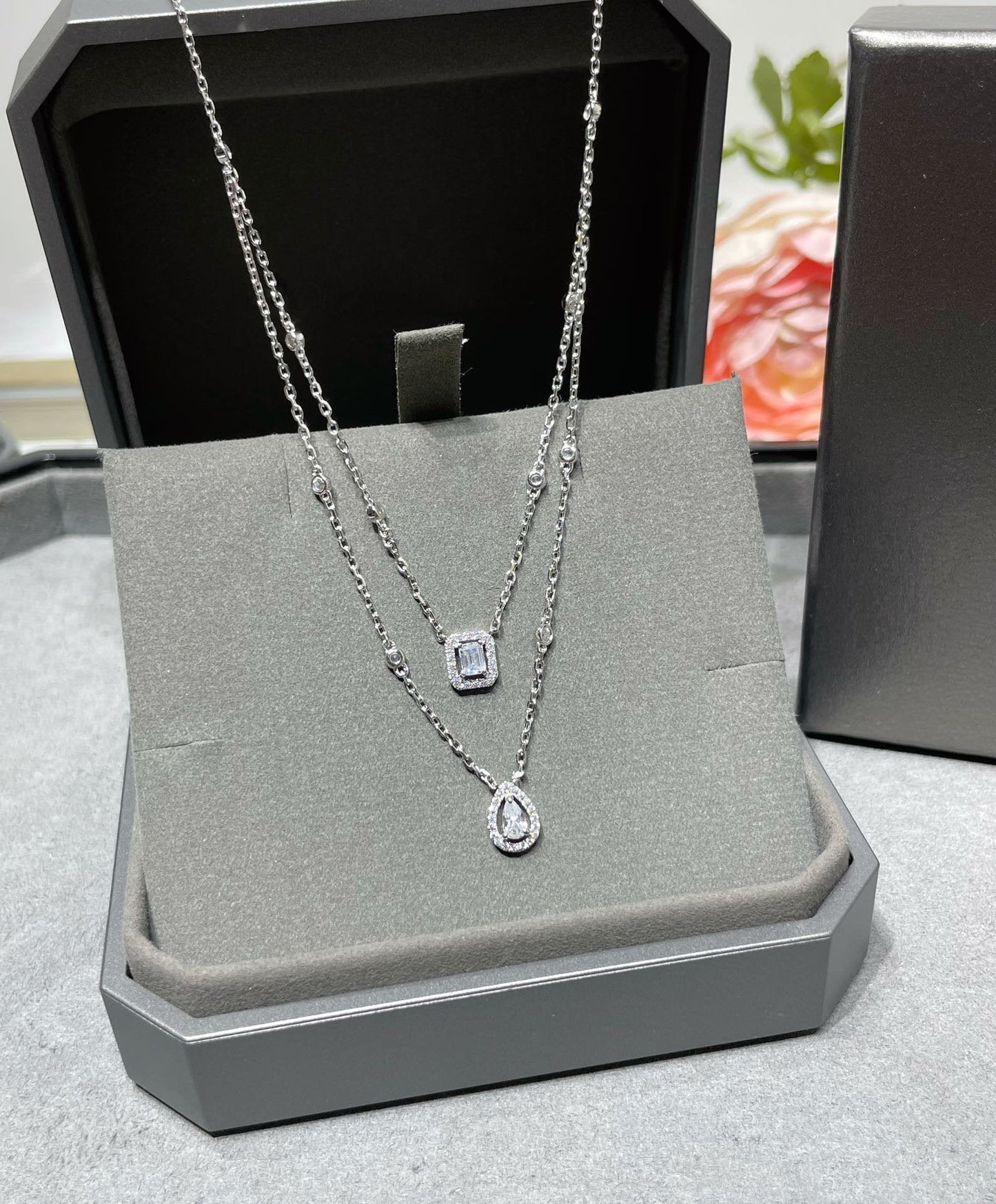 [OAK JURI]MY TWIN 2 ROW DIAMOND NECKLACE
