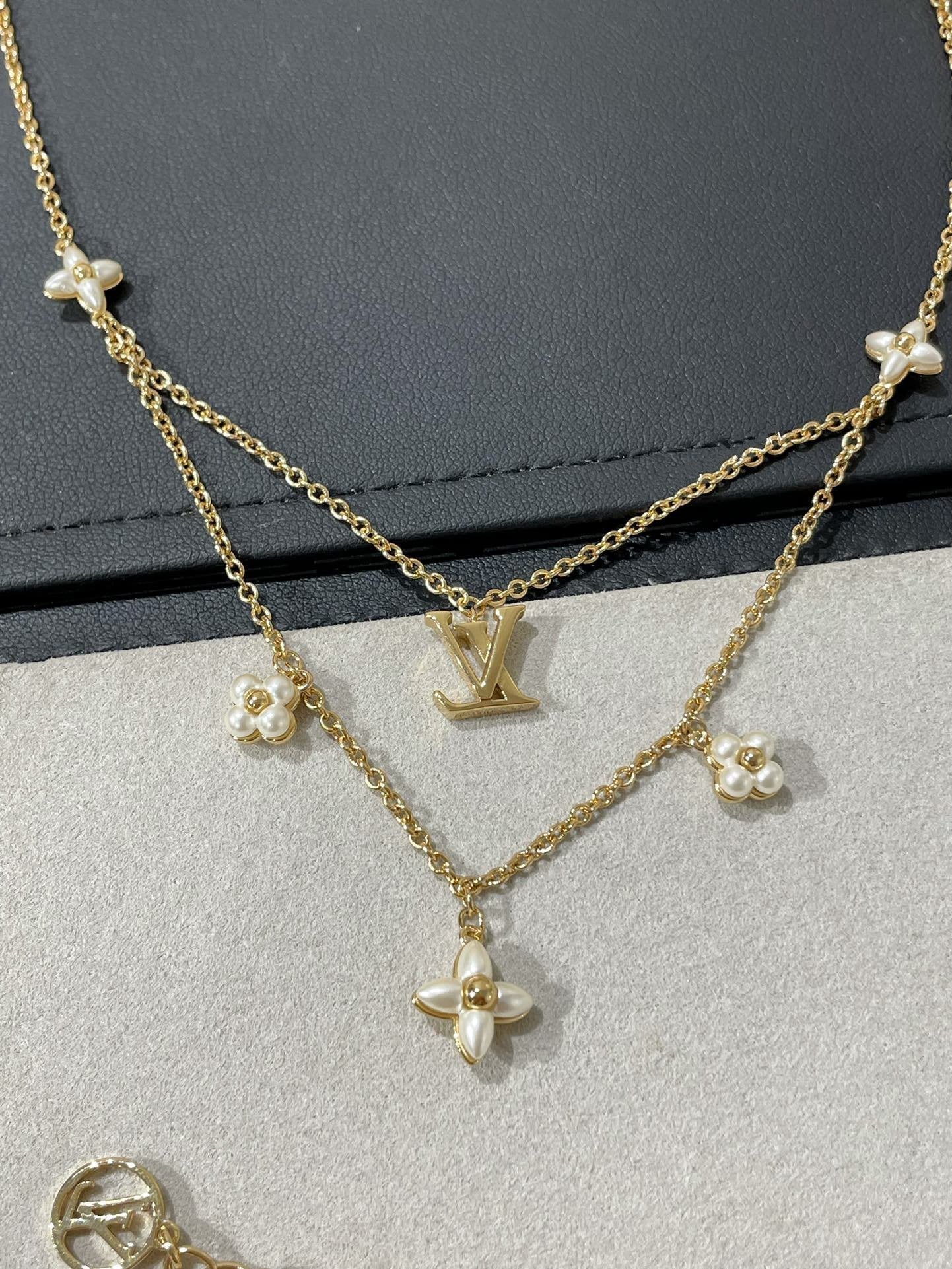 [OAK JURI]FLOWERGRAM GOLD MOP DOUBLE ROW NECKLACE