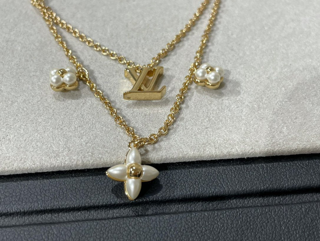 [OAK JURI]FLOWERGRAM GOLD MOP DOUBLE ROW NECKLACE