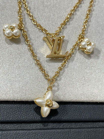 [OAK JURI]FLOWERGRAM GOLD MOP DOUBLE ROW NECKLACE