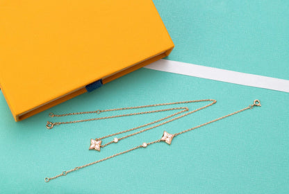 [OAK JURI]STAR PINK MOP 1 DIAMOND PINK GOLD NECKLACE