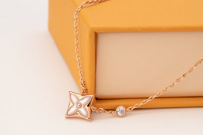 [OAK JURI]STAR PINK MOP 1 DIAMOND PINK GOLD NECKLACE