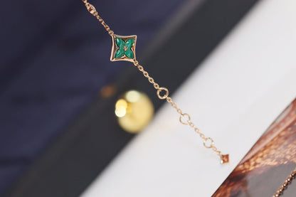 [OAK JURI]STAR AND SUN 4 MOTIF PINK GOLD MALACHITE BRACELET
