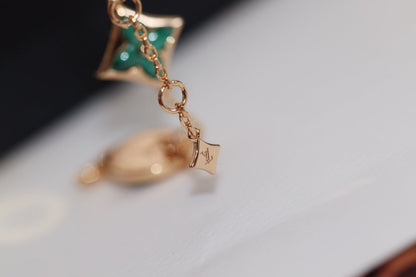 [OAK JURI]STAR AND SUN 4 MOTIF PINK GOLD MALACHITE BRACELET