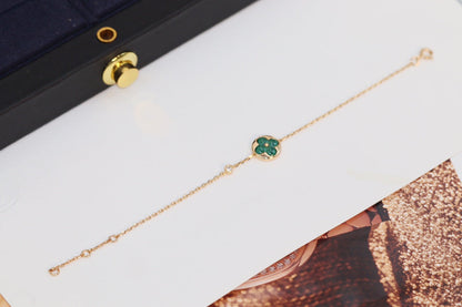 [OAK JURI]STAR AND SUN 4 MOTIF PINK GOLD MALACHITE BRACELET
