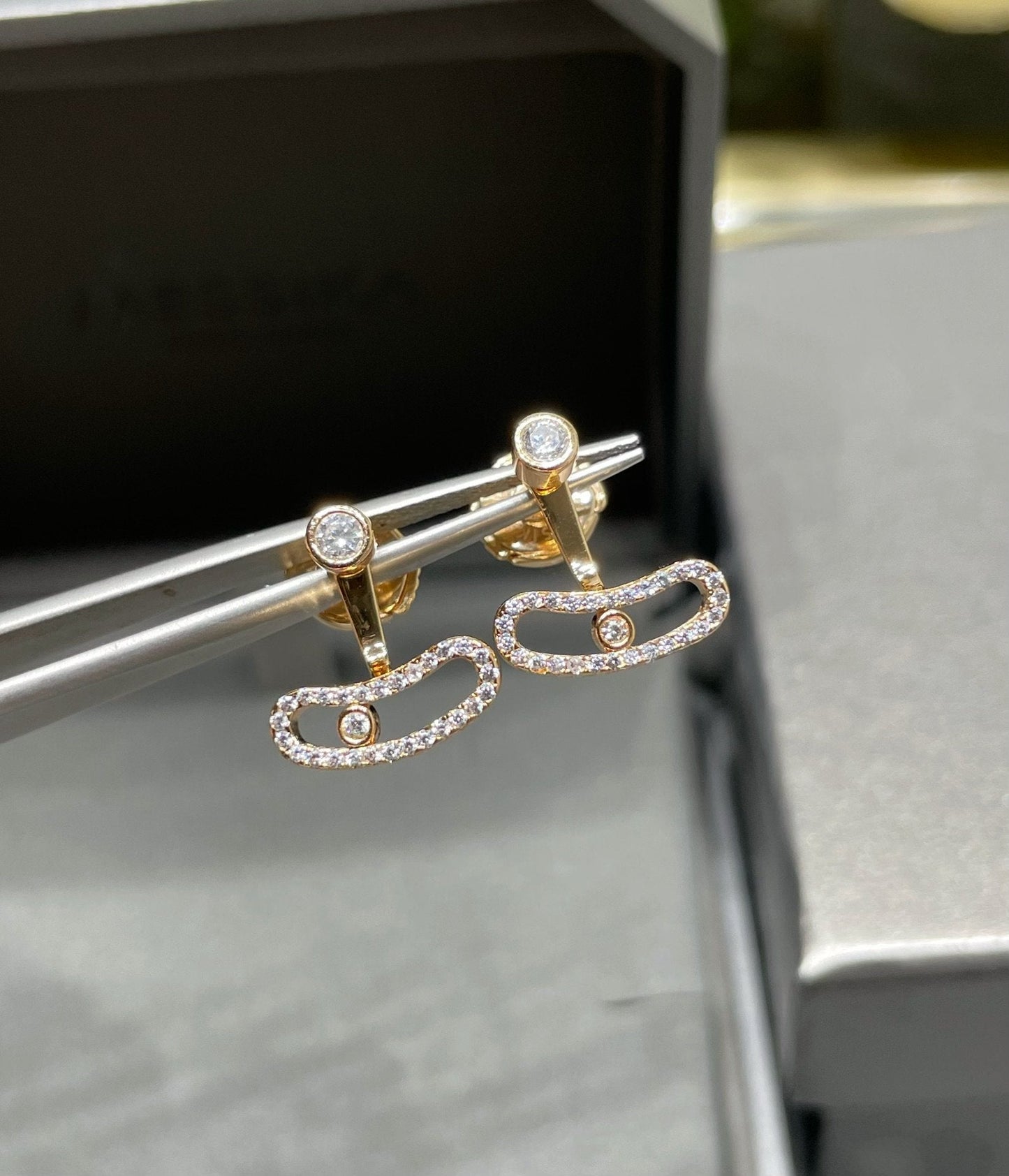 [OAK JURI]MOVE UNO PINK GOLD DIAMOND EARRINGS