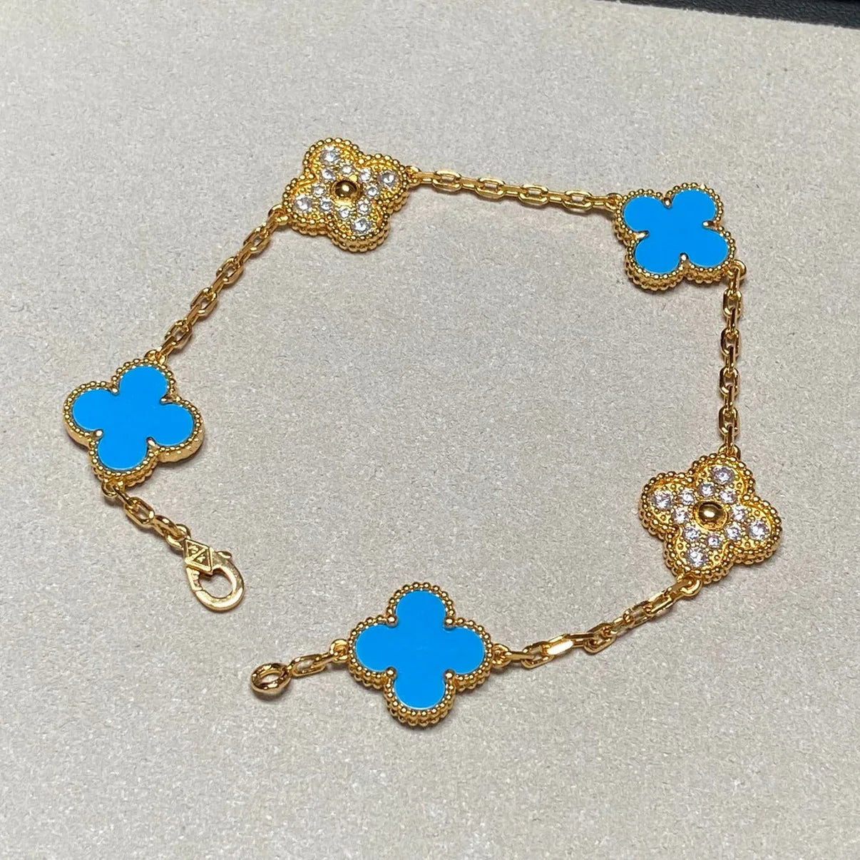 [OAK JURI] CLOVER 5 MOTIF BLUE AGATE BRACELET COLLECTION