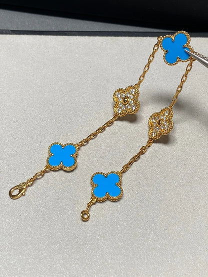 [OAK JURI] CLOVER 5 MOTIF BLUE AGATE BRACELET COLLECTION