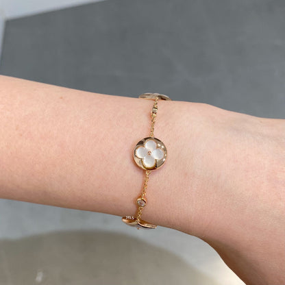 [OAK JURI]STAR AND SUN 4 MOTIF WHITE MOP PINK GOLD BRACELET