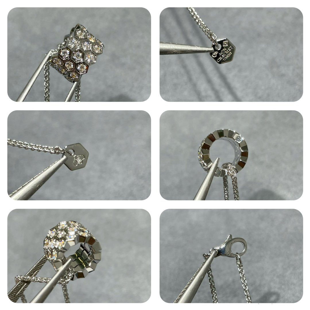 [OAK JURI]BEE LOVE DIAMOND PAVED 3 ROW NECKLACE