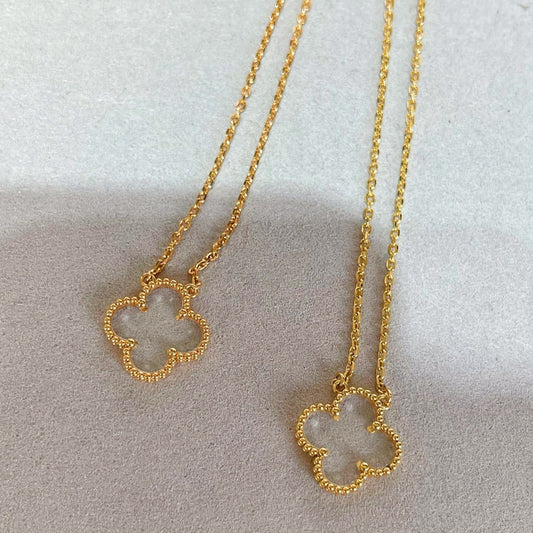 [OAK JURI]CLOVER ROCK CRYSTAL ROSE GOLD NECKLACE