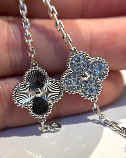 [OAK JURI]CLOVER 5 MOTIF SILVER DIAMOND BRACELET