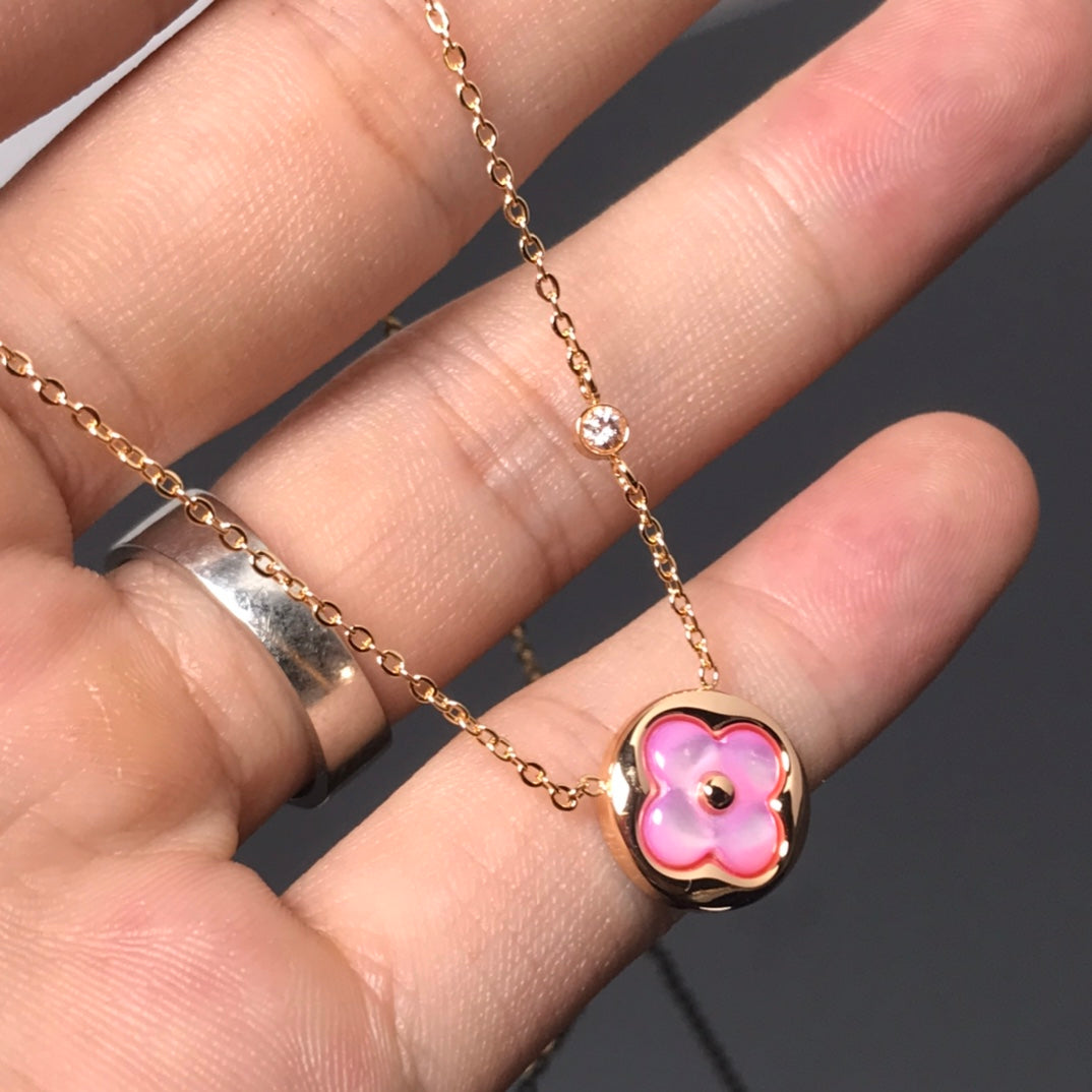 [OAK JURI]COLOR BLOSSOM PINK MOP SUN GOLD NECKLACE