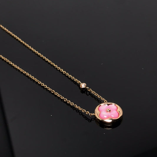 [OAK JURI]COLOR BLOSSOM PINK MOP SUN GOLD NECKLACE