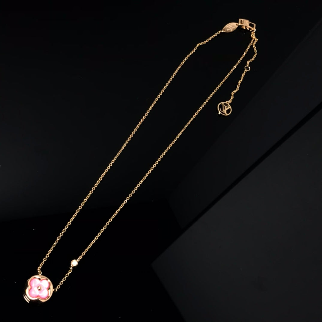 [OAK JURI]COLOR BLOSSOM PINK MOP SUN GOLD NECKLACE